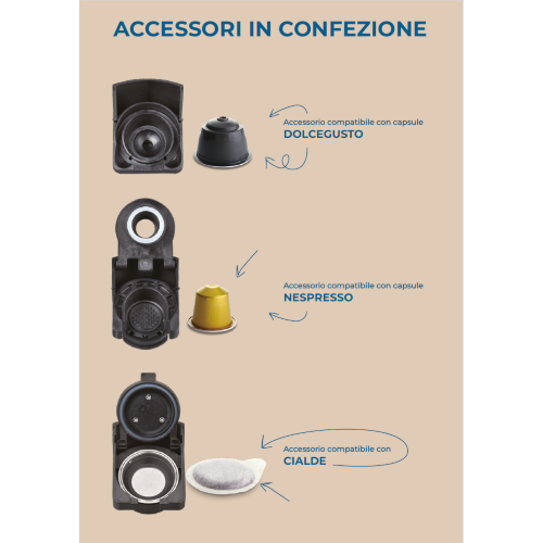 MACCHINA CAFFE' NERA 1450 W 19 BAR 3 IN 1 NESPRESSO/DOLCE GUSTO/CIALDA