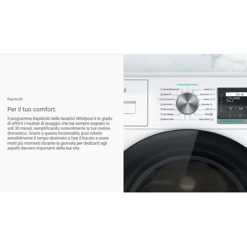 LAVATRICE 8 KG 1400 A INVERTER VAPORE WHIRLPOOL