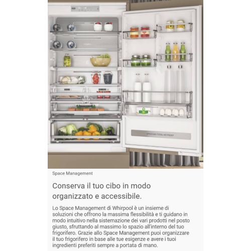 COMBINATO 490 LT PEARL INOX DUAL NOFROST INVERTER D 192X70 WHIRLPOOL