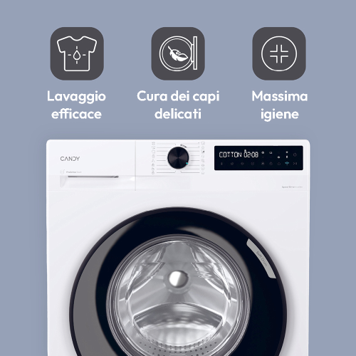 LAVATRICE 12 KG 1400 GR A-20% INVERTER VAPORE  ProWash 500 CANDY