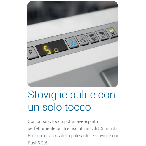 LAVASTOVIGLIE 14 COP. BIANCA C 9 PRG. BIANCA Push&Go TOP RIMUOV. INDESIT