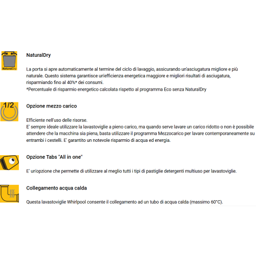 LAVASTOVIGLIE 14 COP. INOX C 8 PRG. INOX 3°CESTO TOP RIMUOV. WHIRLPOOL