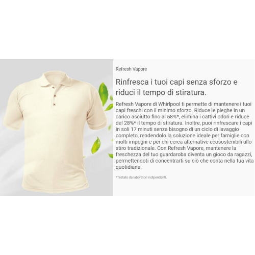 LAVATRICE 9 KG 1400 GR A-10% INVERTER VAPORE WHIRLPOOL