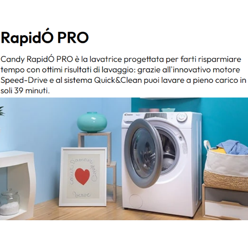 LAVATRICE 14 KG 1400 GR A INVERTER VAPORE CANDY