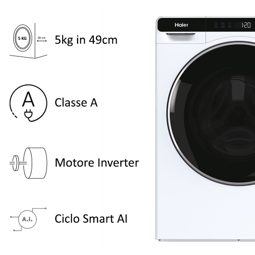 LAVATRICE 5 KG 1200 GIRI A INVERTER SUPER COMPATTA HAIER