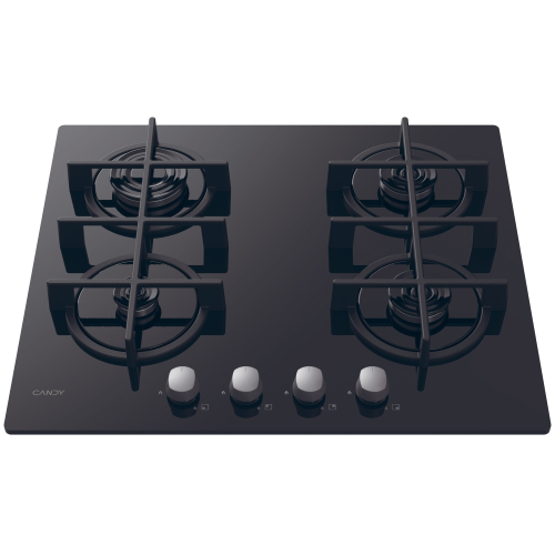 PIANO COTTURA VETRO NERO 4 F. COM.FRONT. 60 CM CANDY