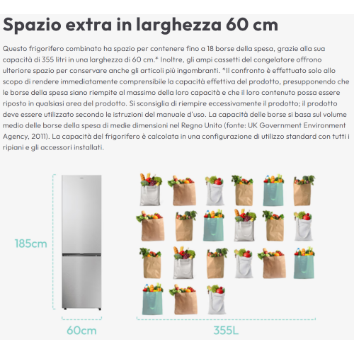 COMBINATO 355 LT INOX NOFROST E 185X59,5 CANDY