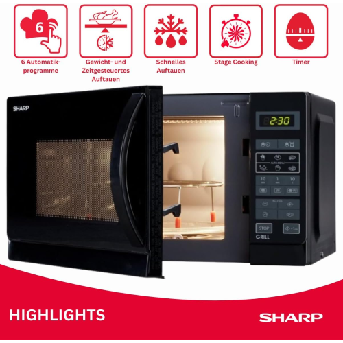 FORNO MICR 20 LT CON GRILL NERO SHARP