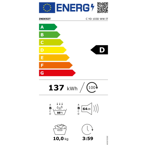 ASCIUGATRICE 10 KG D POMPA DI CALORE INDESIT 