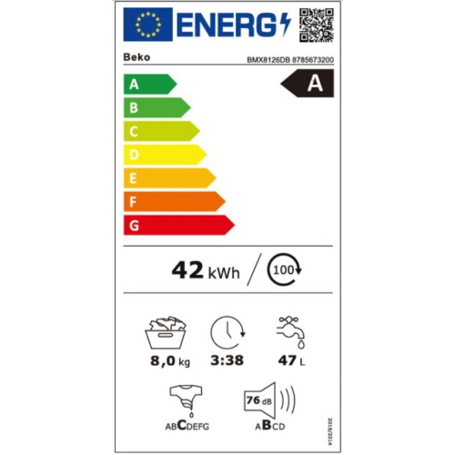 LAVATRICE 8 KG 1200 GR A INVERTER VAPORE BEKO