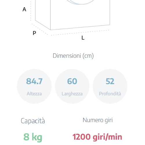 LAVATRICE 8 KG 1200 GR A INVERTER VAPORE BEKO
