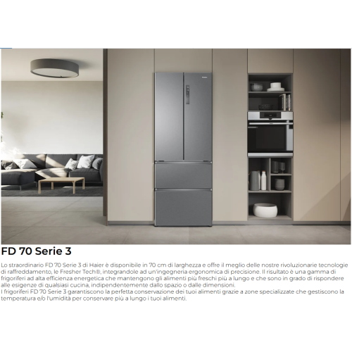 FRIFORIFERO FRENCH DOOR 402 LT INOX NO FROST INVERTER E HAIER